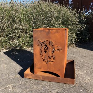 FT004 Edelrost-Feuerkorb_50 cm + Auffangschale inkl. Motiv (siehe Galerie)