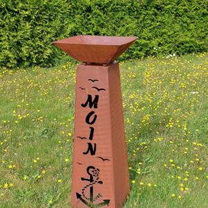 RS92 Konische Edelrost Säule  "Anker + Text "MOIN"