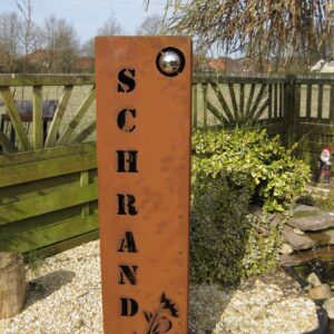 RS64 Edelrost Säule mit "Blume mit Wunschtext "
