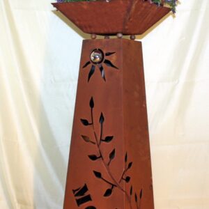 RS103 Konische Edelrost Säule "Blätterranke unter Edelstahlsonne / " MOIN"