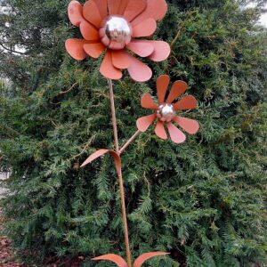 ST601 Edelrost Stecker mit zwei Blüten